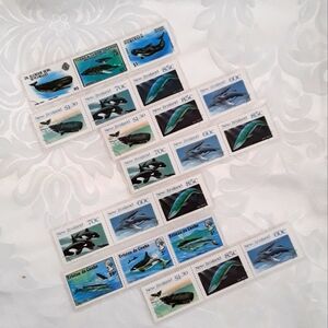 Postage Stamp Bookmarks Ocean Creatures (Set of Seven)